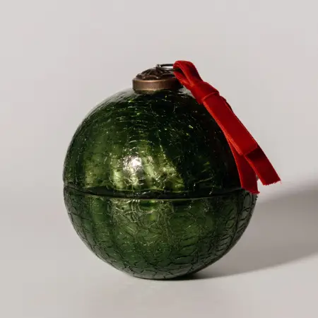 Ароматическая свеча FROZEN CITRON, кракелюр, 10 см, стекло, зеленый