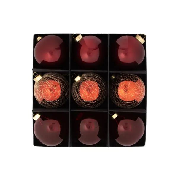 Шары в наборе D10 см, 9 шт, пластик, красный