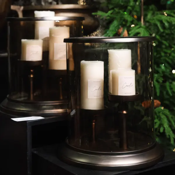 Подсвечник с колбой 32x30 см, металл, бронзовый