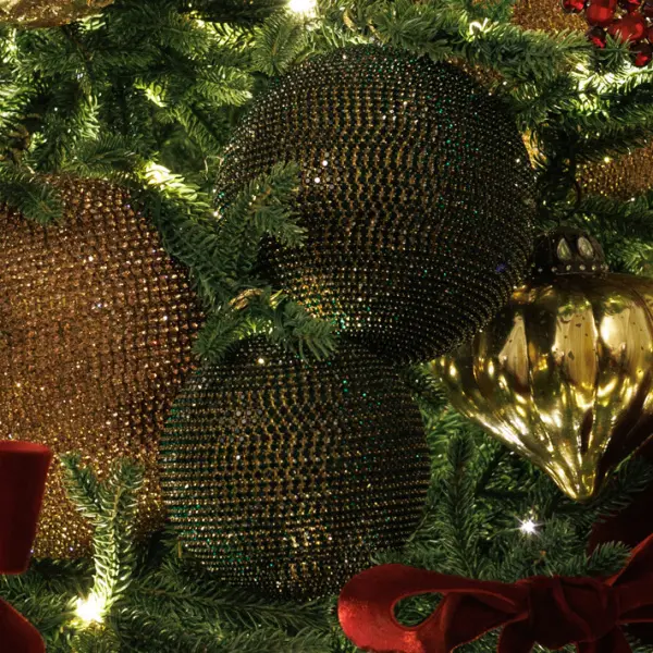 Шар с кристаллами D8 см, пластик, стекло, зеленый