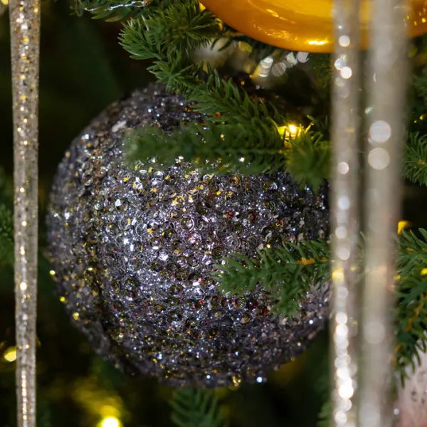 Шар D10 см с пайетками, пенопласт, темно-серый, АУТЛЕТ