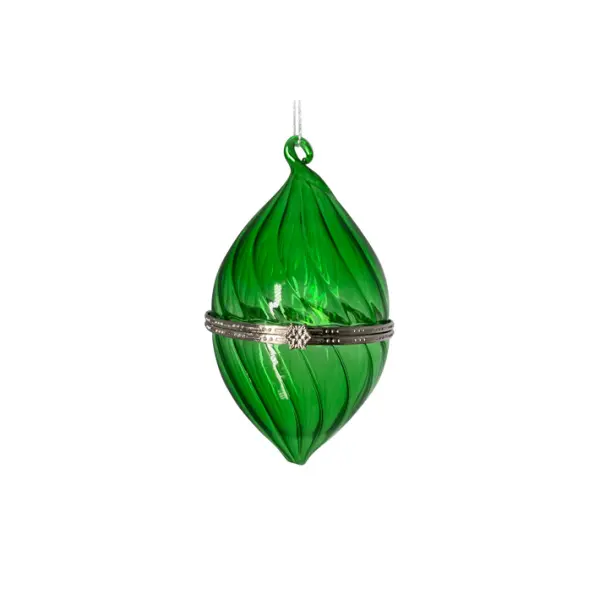 Подвес МИНДАЛЬ ШКАТУЛКА 8x13 см, стекло, зелёный