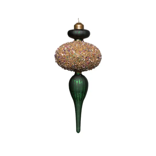 Подвес H20 см с блестками, стекло, зеленый, мультиколор