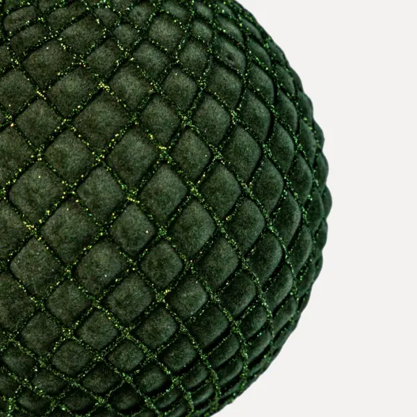 Шар D10 см, стекло, флок, темно-зеленый