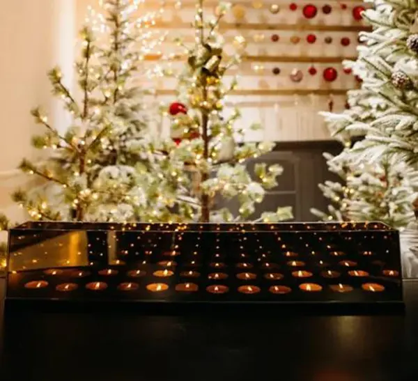 Подсвечник БЕСКОНЕЧНОСТЬ на 12 свечей 65х8,3х12см, стекло, дерево, серый