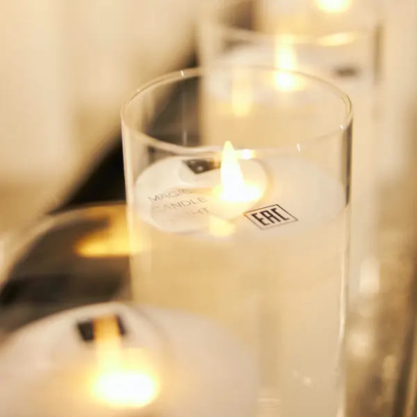 Светодиодная свеча 7,5х15 см, пластик, стекло, парафин, прозрачный