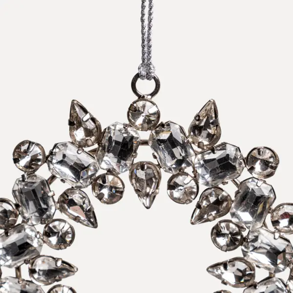 Подвес КОЛЬЦО с кристаллами D10 см, стекло, металл, серебряный