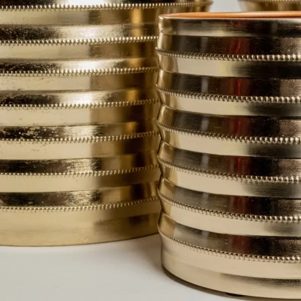 Набор из 3-х кашпо 25x24, 19х19, 15х15 см, металл, золотой