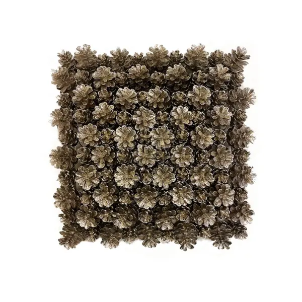 Панно из шишек 25х25 см, полирезин, розово-золотой