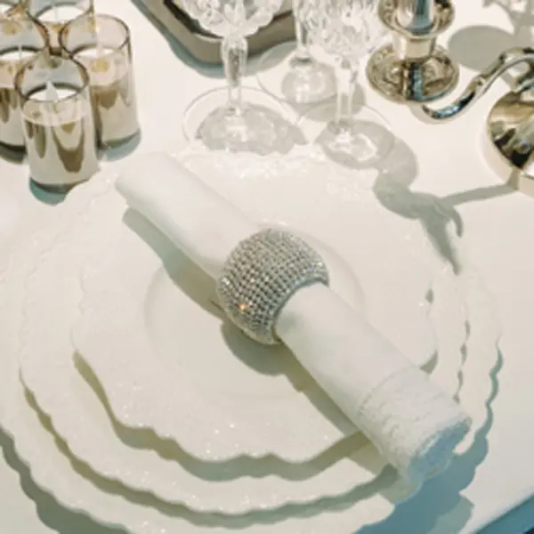 Кольцо для салфеток с кристаллами D5 см, пластик, серебряный