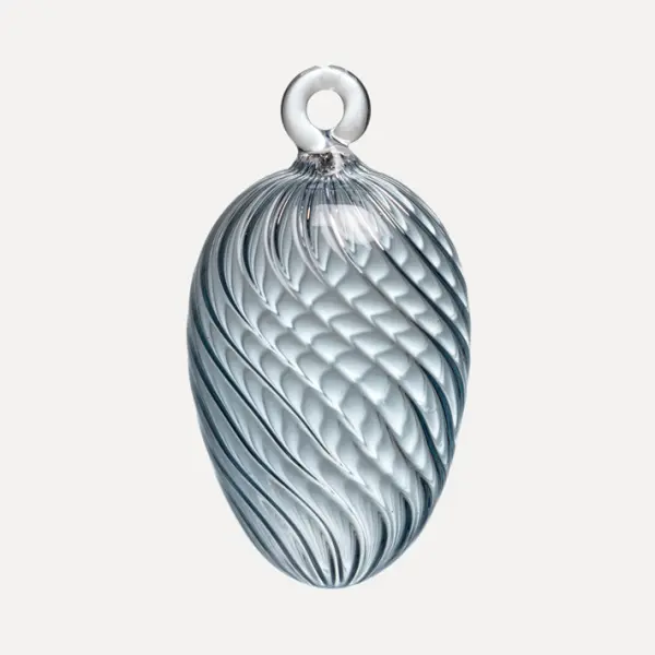 Подвес ручной работы ЯЙЦО 6x7 см, стекло, светло-голубой