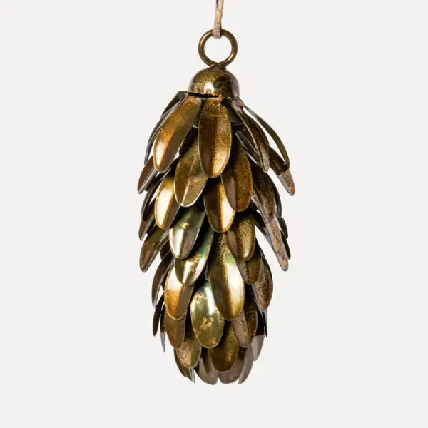 Подвес ШИШКА 5x10 см, металл, золотой