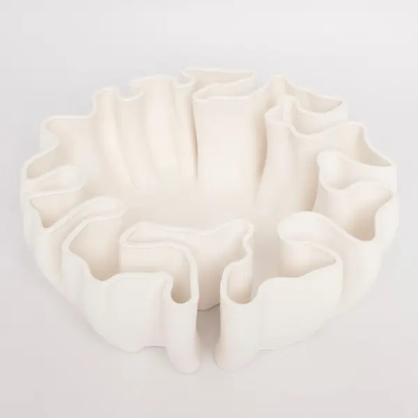 Ваза с 3D рисунком 30x10 см, керамика, белый