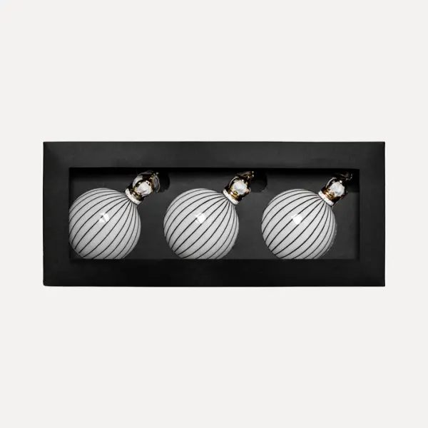 Шары в наборе D8 см, 3шт, стекло, белый, черный