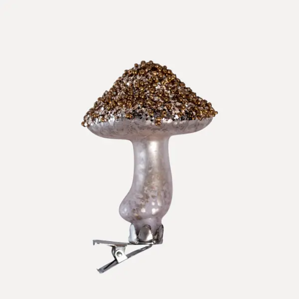 Подвес на прищепке ГРИБ 6x8 см, стекло, коричневый, белый