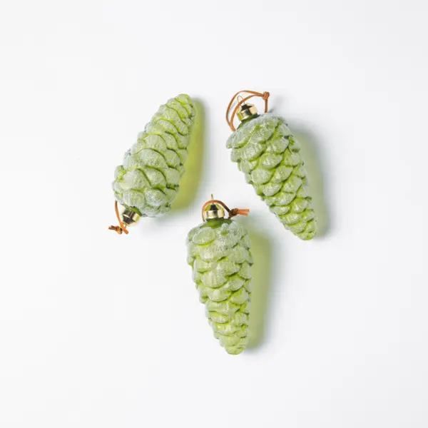 Подвес ШИШКА H12 см, стекло, зеленый