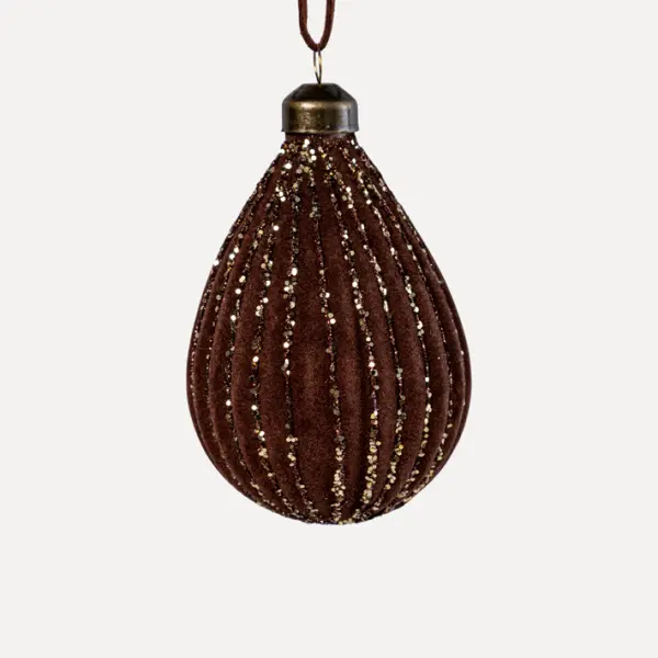 Подвес КАПЛЯ 7x10 см, стекло, флок, темно-коричневый