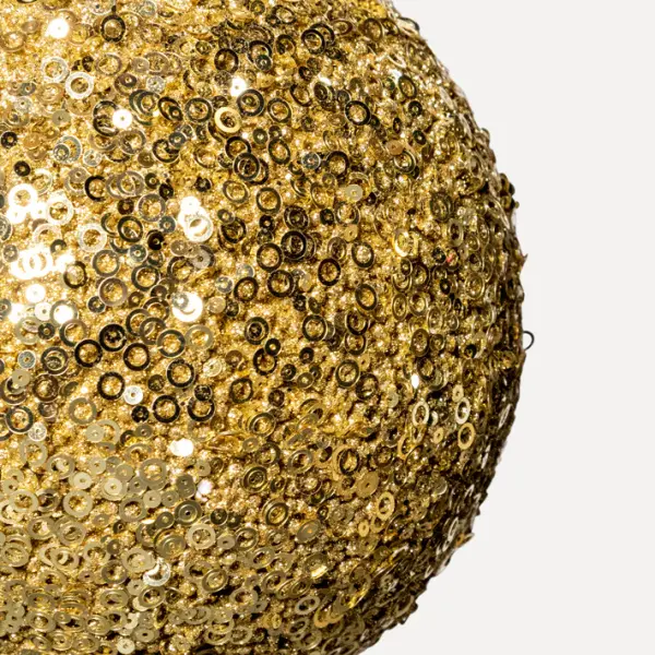 Шар D20 см с пайетками, пенопласт, золотой