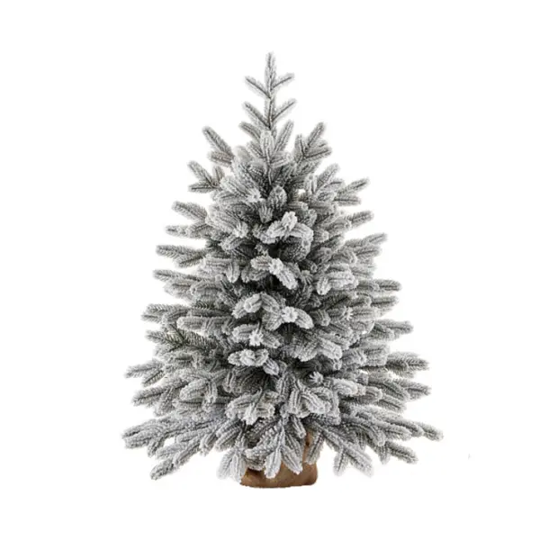 Ель настольная заснеженная Версальская 0,9 м (пенек+мешковина)