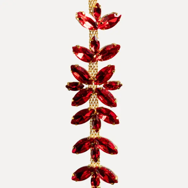 Подвес с кристаллами 3х30 см, металл, стекло, красный