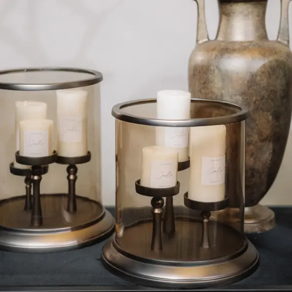 Подсвечник с колбой 32x35 см, металл, бронзовый