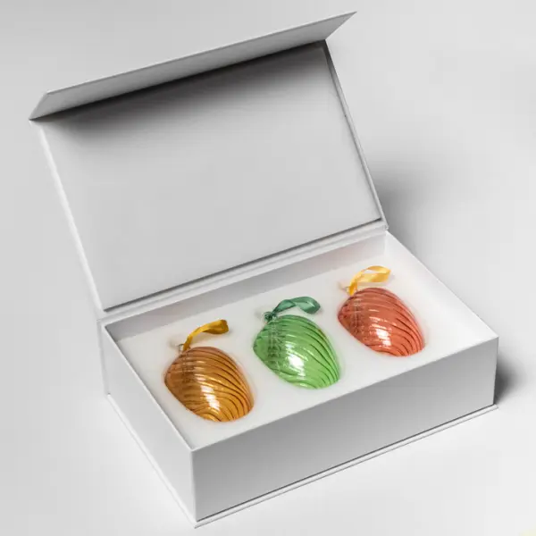 Набор украшений ручной работы ЯЙЦА, H8 см, 3 шт, тёмно-розовый, тёмно-мятный, тёмно-жёлтый