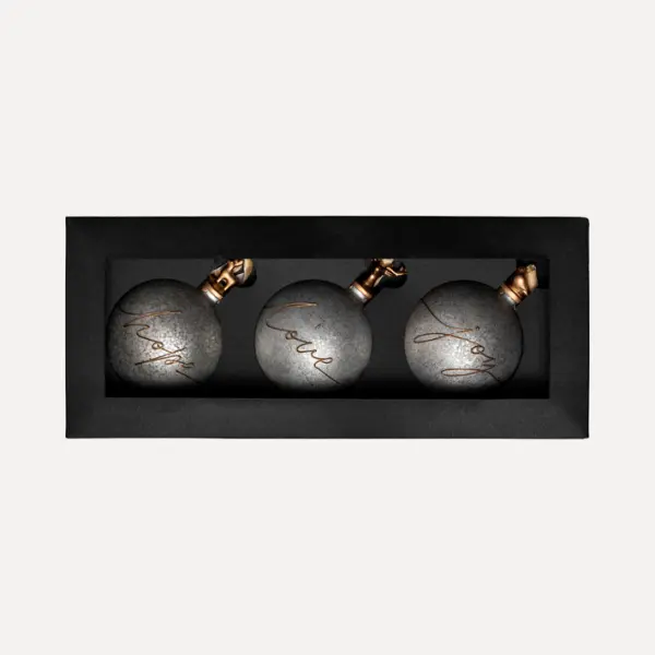 Шары в наборе D10 см, 3шт, стекло, серый