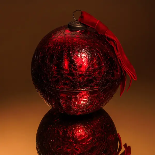 Ароматическая свеча АПЕЛЬСИН КОРИЦА, кракелюр, 15 см, стекло, красный