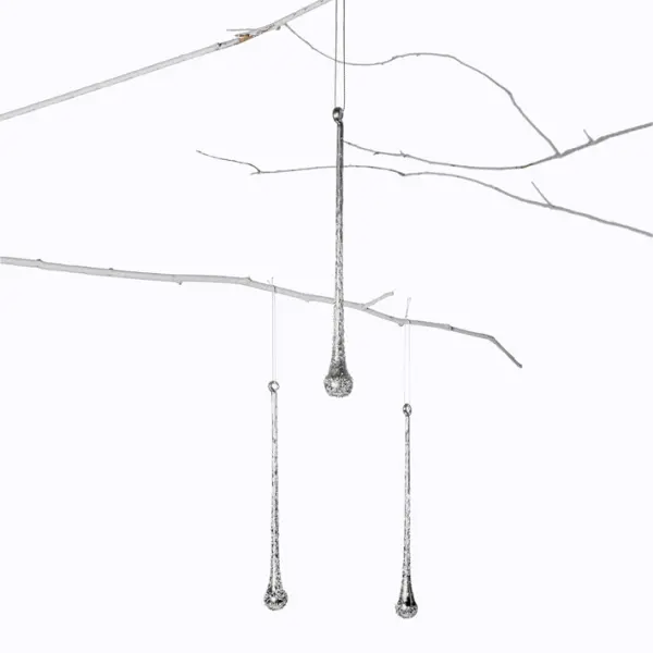 Подвесы в наборе СОСУЛЬКИ Н20 см, 3 шт, стекло, серебряный