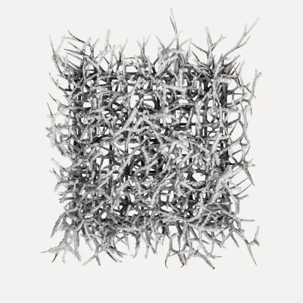 Панно из веток 25х25 см, заснеженное, пластик, тёмно-коричневый