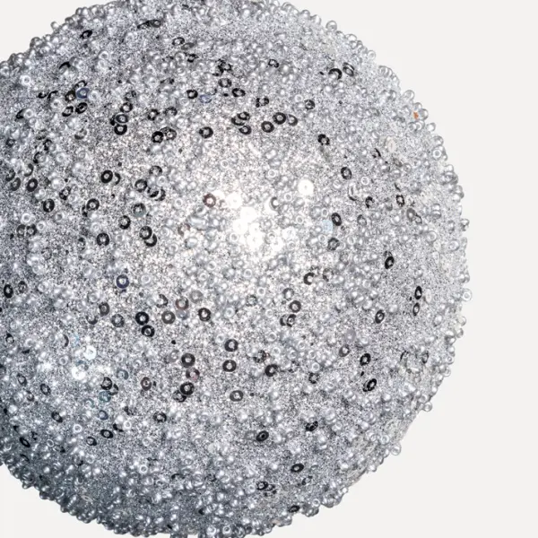 Шар с глиттером D8 см, стекло, голубой