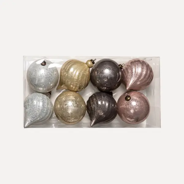 Шары в наборе D15 см, 8 шт, пластик, белый, серебряный, жемчужный, серый