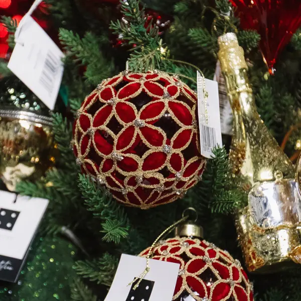 Шар D10 см, стекло, красный