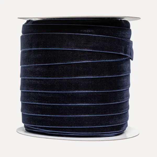 Бархатная лента, W 2 см, L 91,4 м, Темно-синий