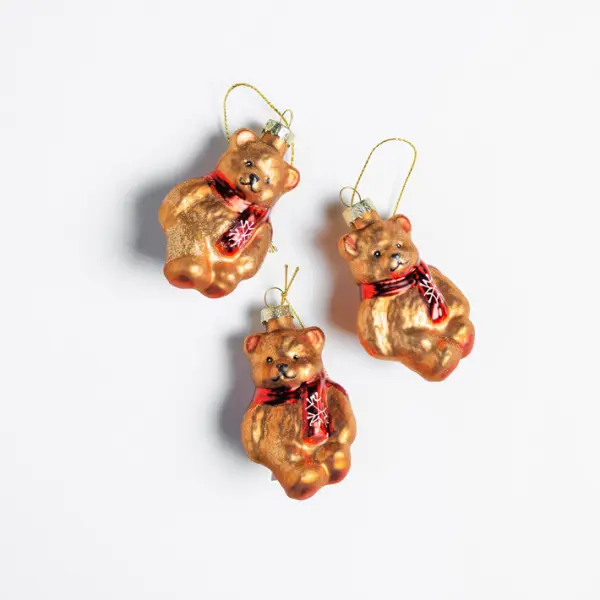 Подвес МИШКА 5х4х9 см, стекло, темно-золотой