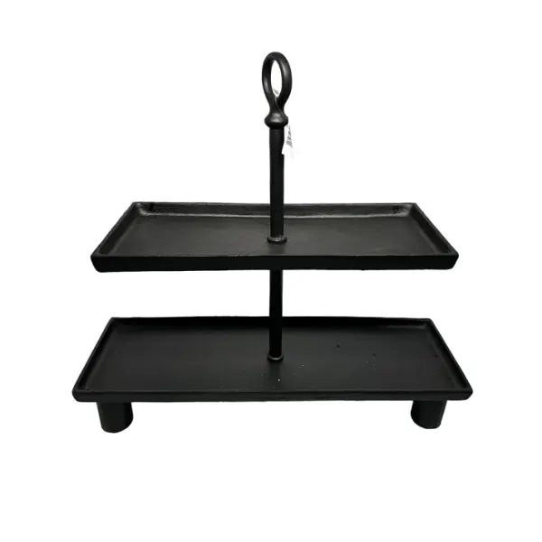 Поднос прямоугольный двухуровневый 51х16х48 см, металл, черный
