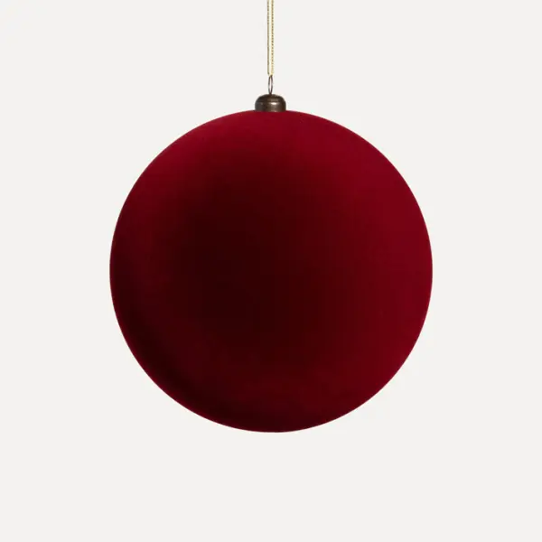 Шар D15 см, пластик, флок, бордовый
