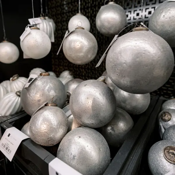 Шар D12 см, стекло, серебряный