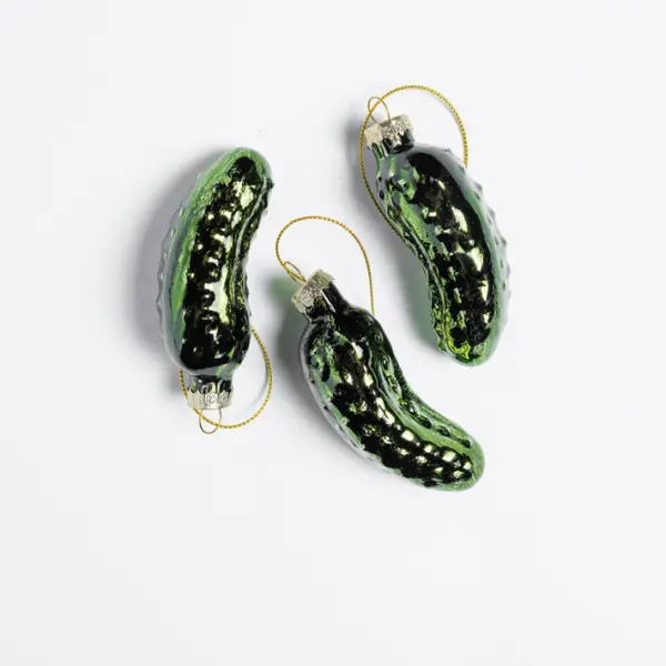 Подвесы в наборе ОГУРЦЫ 3х3х9 см, 8 шт, стекло, зеленый