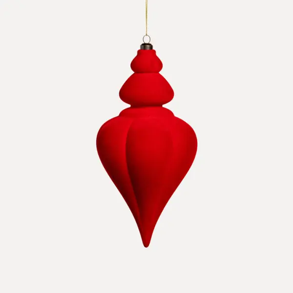 Подвес H24 см, пластик, флок, красный