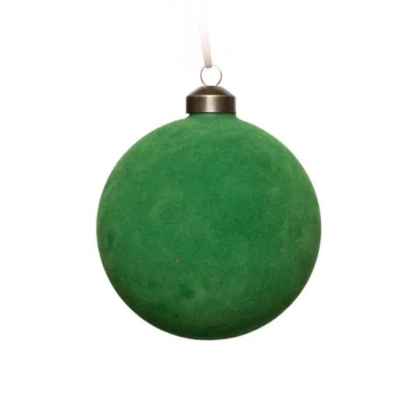 Шар D10 см, стекло, флок, зеленый