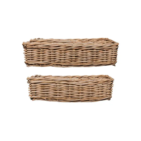 Комплект из 2-х плетёных корзин 80x35x20, 75x30x20 см, ротанг, рыжий