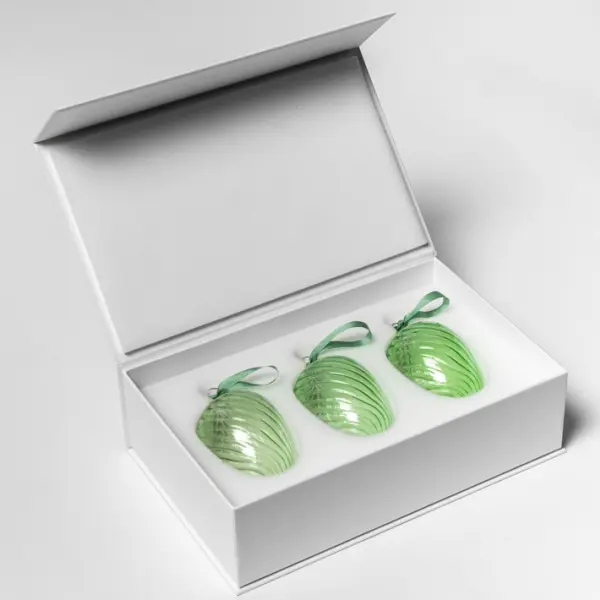 Набор украшений ручной работы ЯЙЦА, H8 см, 3 шт, светло-мятный, мятный, тёмно-мятный