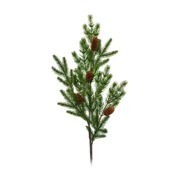 Ветвь хвойная с шишками H114 см, пластик, зеленый