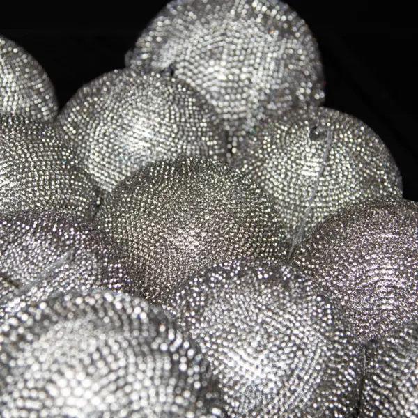 Шар c кристаллами D15 см, пластик, стекло, серебряный