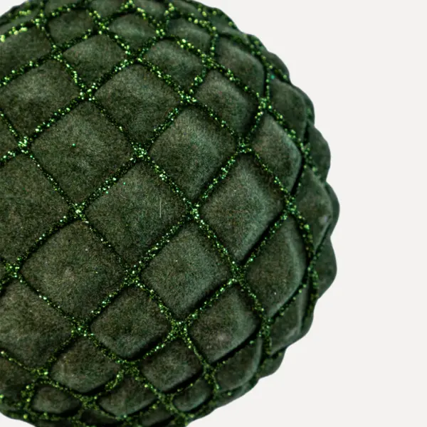 Шар D8 см, стекло, флок, темно-зеленый Шар D8 см, стекло, флок, темно-зеленый