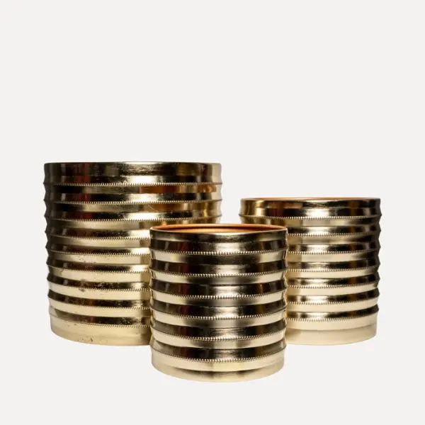 Набор из 3-х кашпо 25x24, 19х19, 15х15 см, металл, золотой