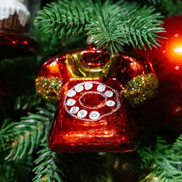 Подвес ТЕЛЕФОН 9х8х8 см, стекло, красный