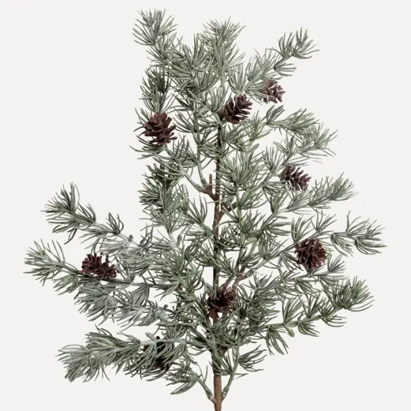 Ветвь хвойная ЛИСТВЕННИЦА с шишками, L65 см, пластик, серо-зеленый