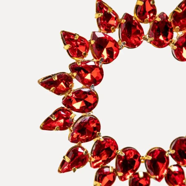 Подвес КОЛЬЦО с кристаллами D9 см, стекло, металл, красный